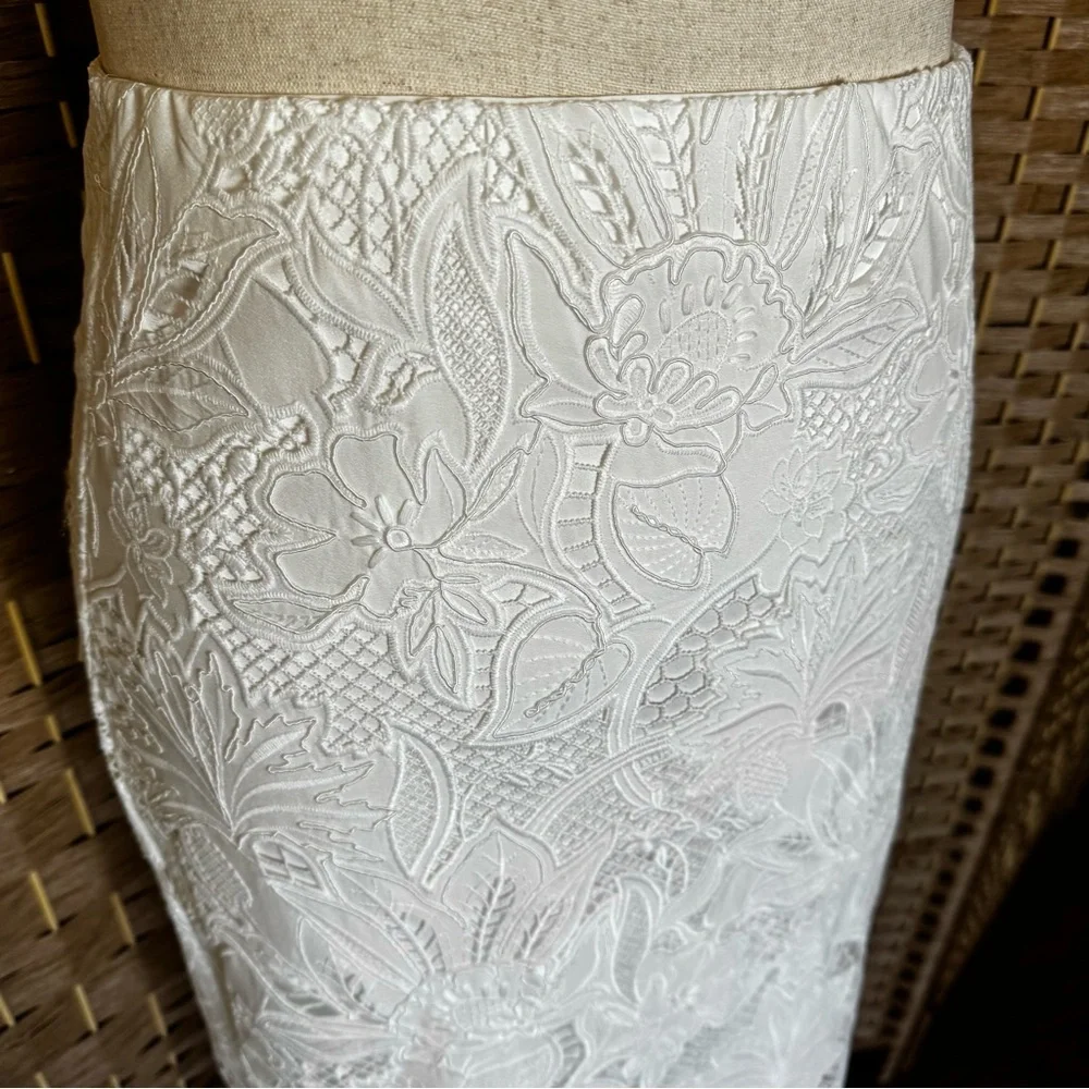 Luxe Kobi Halperin Nala white lace pencil skirt 8 - Picture 3 of 12